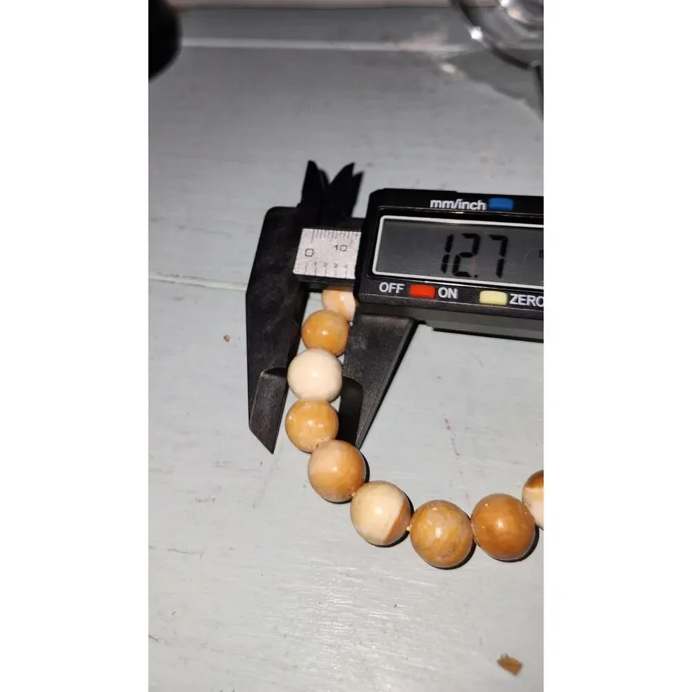 Honey Calcite Gemstone Beaded Stretch Bracelet Cream Honey Orange